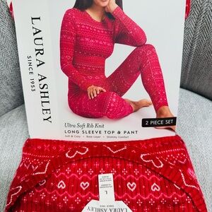 Winter print Women's Red Heart Pattern Pajama Set large